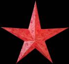 Babul Batik rot - Faltbarer Leuchtstern, Weihnachtsstern aus Papier mit 5 Zacken, 60 cm